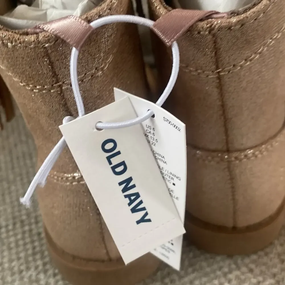 Old Navy Shiny Neutral Side-Zip Western Boots